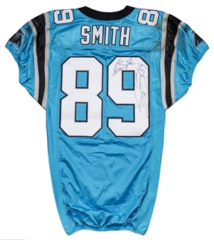 2009 Steve Smith Game Used & Signed Carolina Panthers Home Jersey Photo Matched To 8/29/2009 vs Baltimore Ravens (Sports Investors Authentication, McGahee LOA & Beckett)